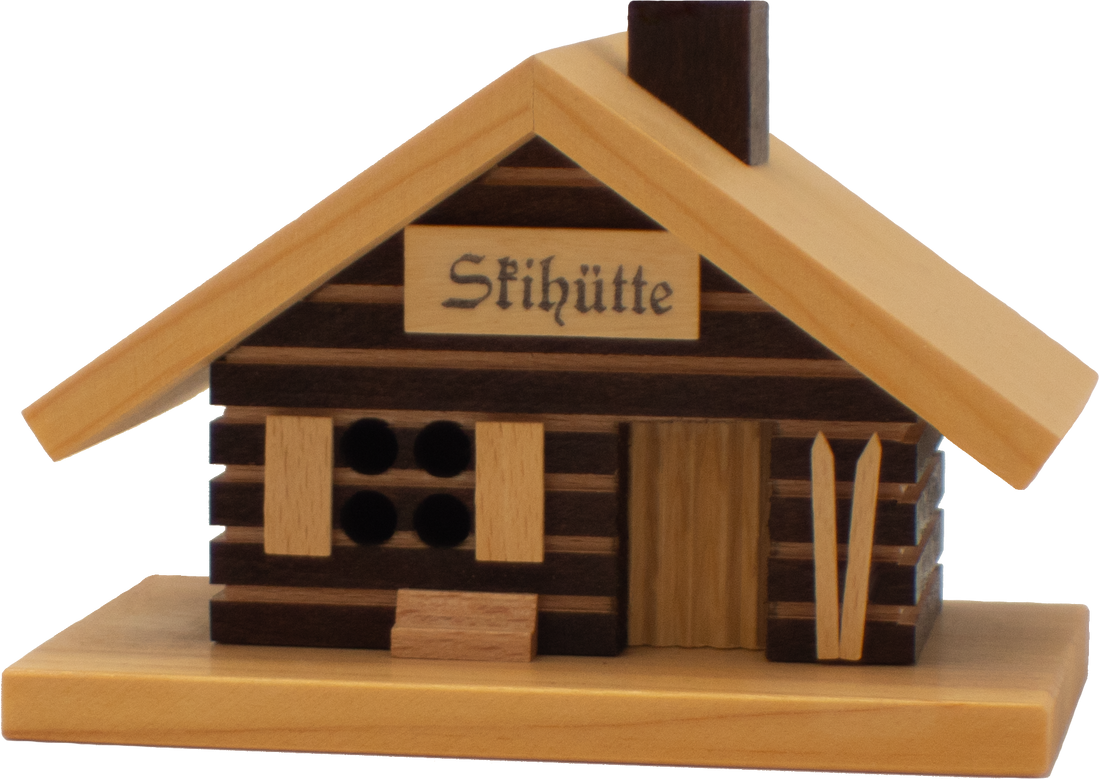 Räucherhaus Skihütte – erzgebirgische Holzkunst, handbemalt