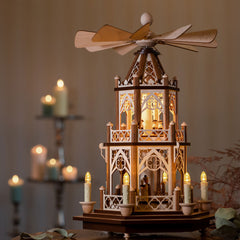 Gotikpyramide elektrisch beleuchtet (Zweistöckig)