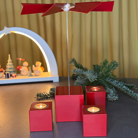 Weihnachtspyramide in Würfelform "Rote Alea"