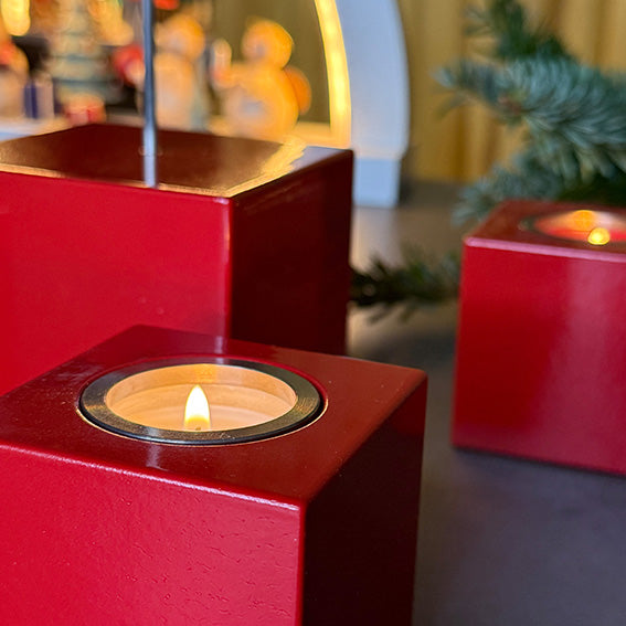 Weihnachtspyramide in Würfelform "Rote Alea"