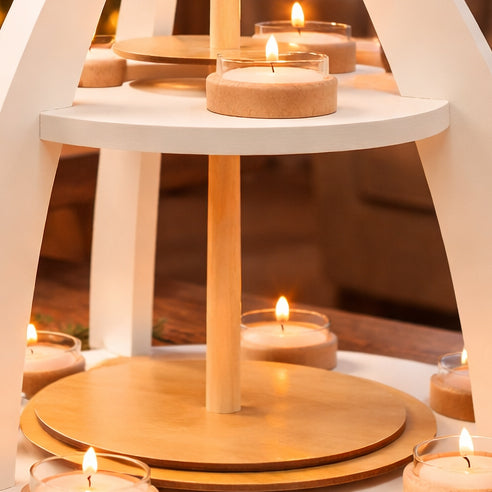 Weihnachtspyramide ohne Figuren (weiß, 2-stöckig)