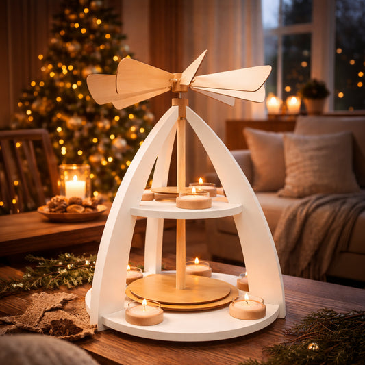 Weihnachtspyramide ohne Figuren (weiß, 2-stöckig)