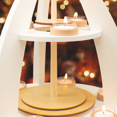 Weihnachtspyramide ohne Figuren (weiß, 2-stöckig)
