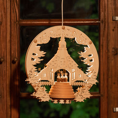 Fensterbild mit Motor "Seiffener Kirche"