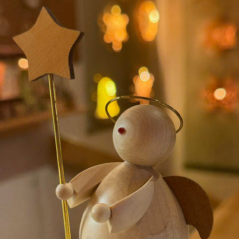 Engel Duo mit Stern und Girlande