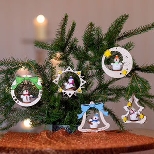 Christbaumset mit 5 Schneemännern