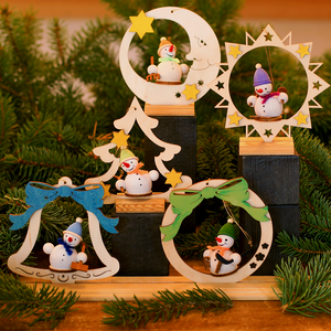 Christbaumset mit 5 Schneemännern