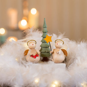 Engel Duo mit Stern und Girlande