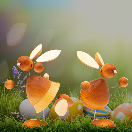 Hasenfrau und Hasenmann beim Ostertanz