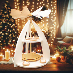 Weihnachtspyramide ohne Figuren (weiß, 2-stöckig)