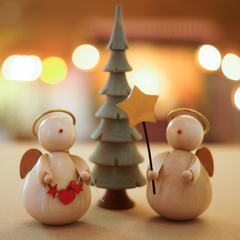 Engel Duo mit Stern und Girlande